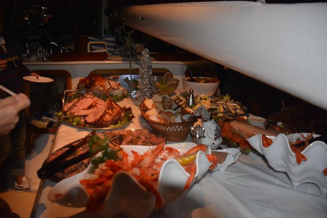 New Years Eve Sydney Harbour Cruise 2026-2027 - The shipboard feast, including lobster and oysters
