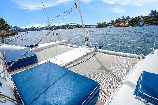 Private Catamaran Hire on Sydney Harbour - The boat setup: toilet, swim ladder, speakers, and a galley