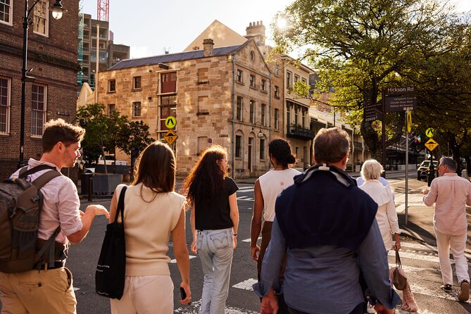 Sydney Origin Story Walk in The Rocks - Playfair Street: preserved colonial buildings and street-level continuity