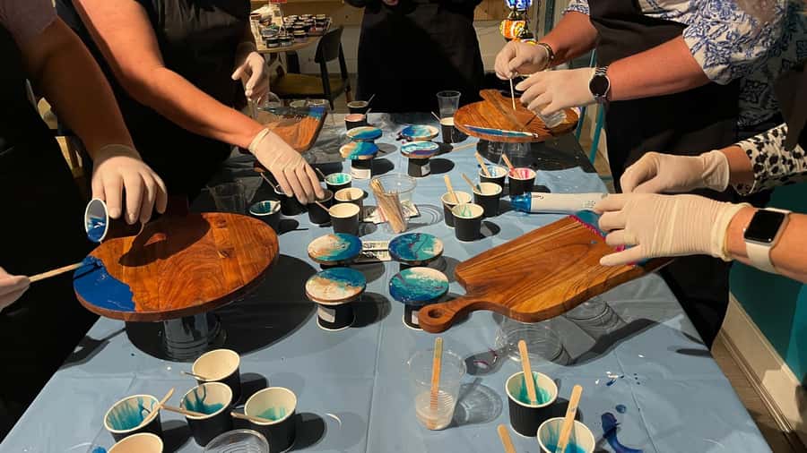 Sydney: Resin Art Classes - Cheeseboards & Coasters - The step-by-step resin workflow you will follow