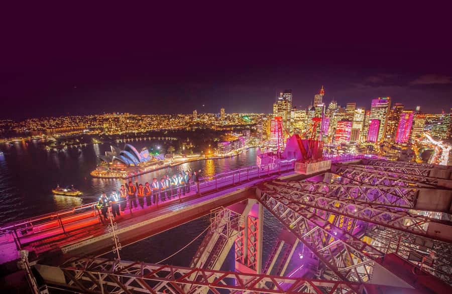 The Vivid Sydney BridgeClimb - Meeting at The Rocks and getting climb-ready in minutes
